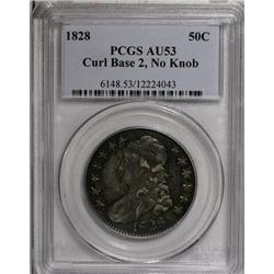 1828 50C Curl Base 2, No Knob AU53 PCGS