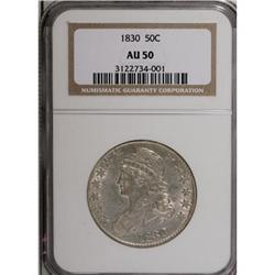 1830 50C Small 0 AU50 NGC