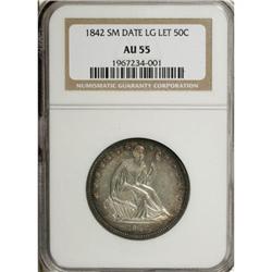 1842 50C Small Date, Large Letters AU55 NGC
