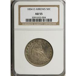 1854-O 50C Arrows AU55 NGC