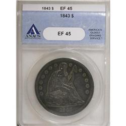 1843 $1 XF45 ANACS