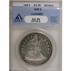 1848 $1 AU50 ANACS