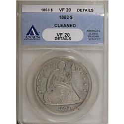 1863 $1 VF20 ANACS