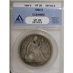 1864 $1 VF20 ANACS