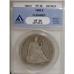 1866 $1 Motto VF20 ANACS