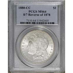 1880-CC $1 8/7 Reverse of 1878 MS64 PCGS