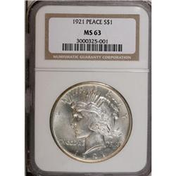 1921 $1 MS63 NGC