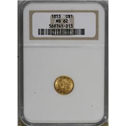 1853 G$1 MS62 NGC