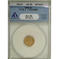 1854 G$1 Type Two AU50 ANACS