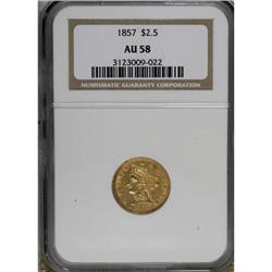 1857 $2 1/2 AU58 NGC