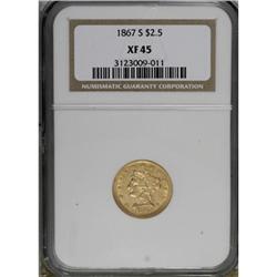 1867-S $2 1/2 XF45 NGC