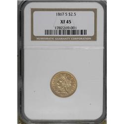 1867-S $2 1/2 XF45 NGC