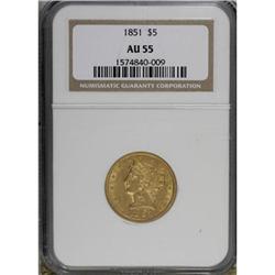 1851 $5 AU55 NGC
