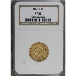 1868-S $5 VF35 NGC