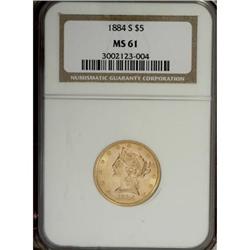 1884-S $5 MS61 NGC