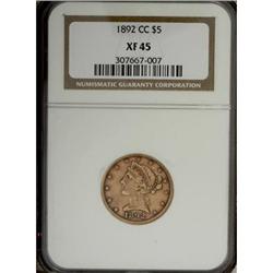 1892-CC $5 XF45 NGC