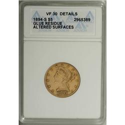 1894-S $5 VF30 ANACS