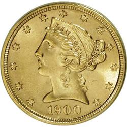 1900 $5 MS63 ANACS