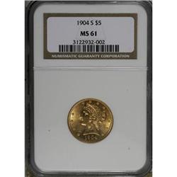 1904-S $5 MS61 NGC