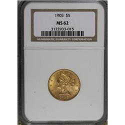 1905 $5 MS62 NGC