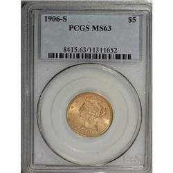 1906-S $5 MS63 PCGS