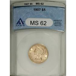 1907 $5 MS62 ANACS