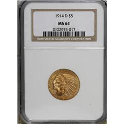 1914-D $5 MS61 NGC