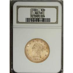 1881 $10 AU58 NGC