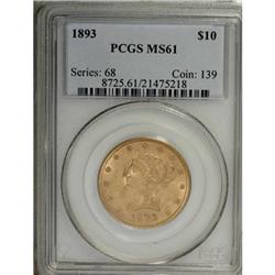 1893 $10 MS61 PCGS