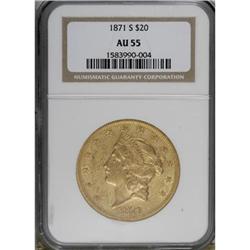 1871-S $20 AU55 NGC