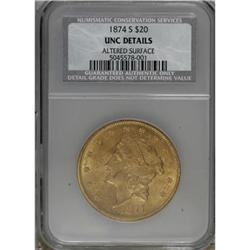 1874-S $20 MS60 CSN
