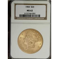 1904 $20 MS62 NGC