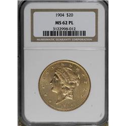 1904 $20 Prooflike MS62 NGC