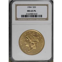 1904 $20 Prooflike MS63 NGC
