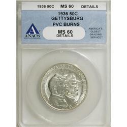 1936 50C Gettysburg MS60 ANACS