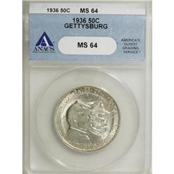 1936 50C Gettysburg MS64 ANACS