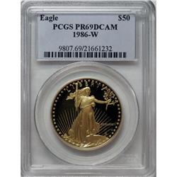 1986-W G$50 One-Ounce Gold Eagle Deep Cameo PR69 PCGS