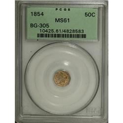 1854 50C Liberty Octagonal 50 Cents, BG-305, Low R.4,