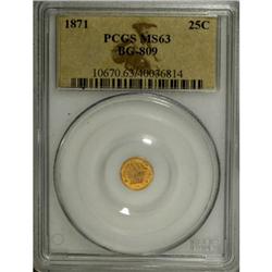1871 25C Liberty Round 25 Cents, BG-809, Low R.4, MS63