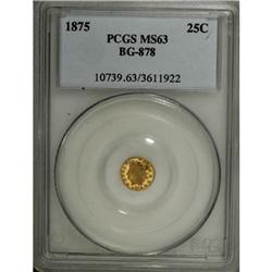 1875 25C Indian Round 25 Cents, BG-878, R.3, MS63 PCGS