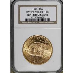 1922 $20 MS63 NGC