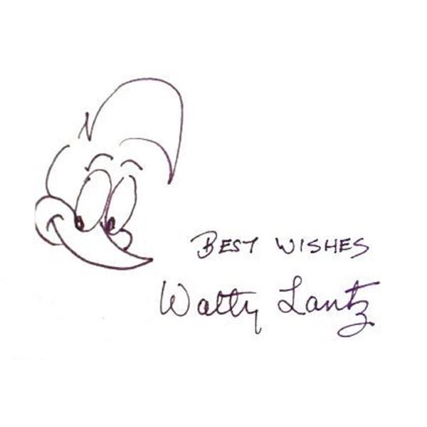 Walter Lantz hand drawn signed sketch