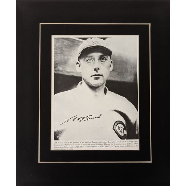 Edd Roush Hand Signed Vintage Photo