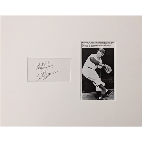 Curt Simmons original signature and photo display