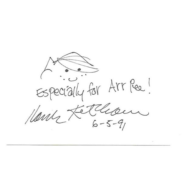 Hank Ketcham signed hand drawn sketch