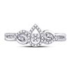 Image 2 : Round Diamond Teardrop Curl Cluster Ring 1/10 Cttw 10KT White Gold