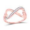 Image 1 : Round Diamond Heart Infinity Ring 1/6 Cttw 10KT Rose Gold