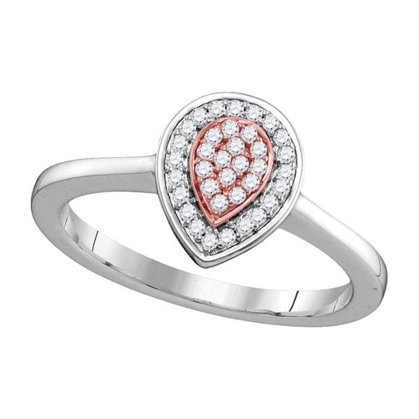 Round Diamond Teardrop Cluster Ring 1/12 Cttw 14KT Two-tone Gold