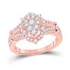 Image 1 : Round Diamond Oval Cluster Ring 1 Cttw 14KT Rose Gold