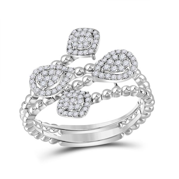 Round Diamond Scattered Cluster Fashion Ring 1/3 Cttw 10KT White Gold
